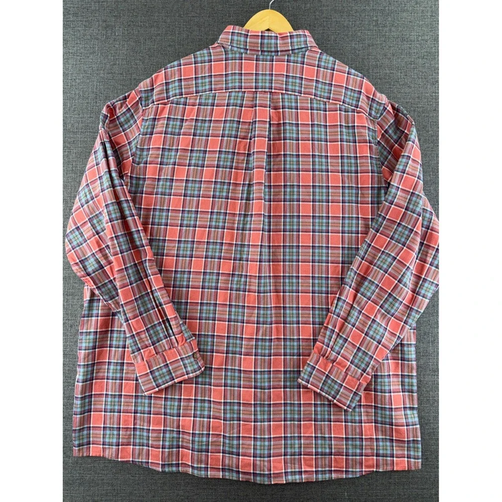 ROWM Mens 2XT Plaid Button Down Shirt Red Blue Cotton Long Sleeve Tall